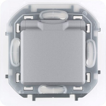 INSPIRIA Механизм розетки без лицевой панели СУ 1 мест. с зазем. с защ. шторки откидная крышка  16А алюминий IP44 Legrand