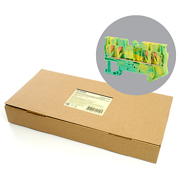 Зажим пружинный, 4-проводной проходной ЗНИ - 2,5, JXB PT 2,5, желтый,зеленый LD574-1-25 STEKKER