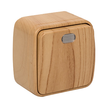 Минск Выключатель 1-клавишный ОП 10А с индикатором светлое дерево EKF