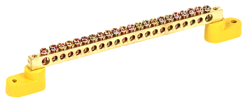 Шина PE "земля" на двух угловых изоляторах ШНИ-6х9-22-У2-Ж IEK