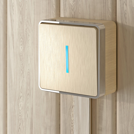 Выключатель одноклавишный с подсветкой (шампань рифленый) Gallant ОУ IP20 Werkel