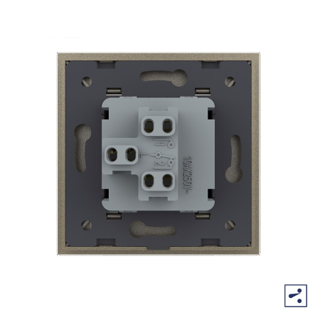 Одноклавишный проходной механический выключатель 1 пост, цвет шампань Livolo