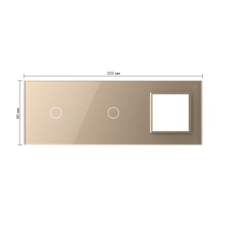 Панель тройная: 1 выключатель + 1 выключатель + 1 розетка Золотая Livolo