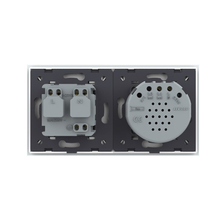 Сенсорный выключатель комбинированный на 1 линию 1 розетка 2 модуля Белый Livolo