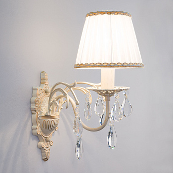 Бра с хрусталем 1*E14 40Вт белый с золотом IP20 Amelia (3637/1 белый с золотом) Eurosvet