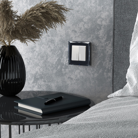 Выключатель двухклавишный с подсветкой (белый матовый) СУ IP20 Werkel