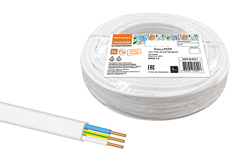 Провод ПУСП 3х2,5 (5м), белый Народный