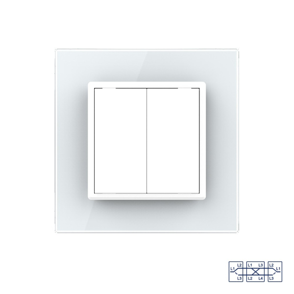 Двухклавишный перекрестный механический выключатель 1 пост, цвет белый Livolo