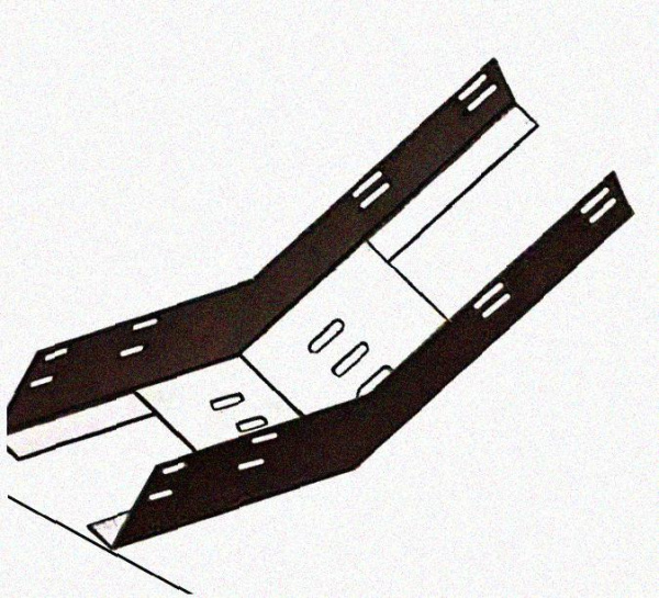Лоток перфорированный КП 400х65-45 УХЛ1 для поворота трассы вверх на 45, оцинкованный лист S1,5