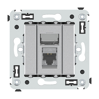 Компьютерная розетка RJ-45 в стену, кат.5e одинарная экранированная, "Avanti","Закаленная сталь" DKC Компьютерная розетка RJ-45 в стену, кат.5e одинарная экранированная, "Avanti","Закаленная сталь" DKC