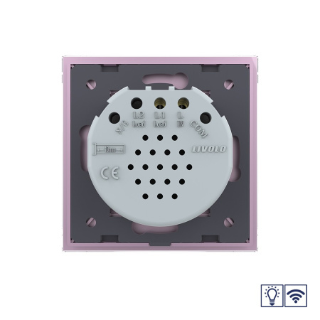 Сенсорный радиоуправляемый диммер 1 клавиша 1 пост Розовый Livolo