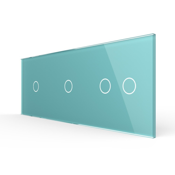 Панель для трех сенсорных выключателей, 4 клавиши (1+1+2), цвет зеленый, стекло Livolo