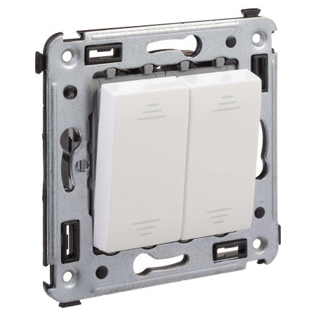 Выключатель двухклавишный в стену, "Avanti", "Белое облако" DKC
