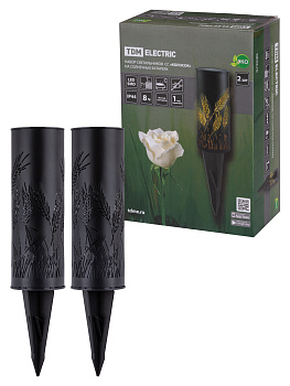 Набор светильников СС "Колосок" на солнечных батареях, сталь, 6х27 cм, 2 шт, TDM