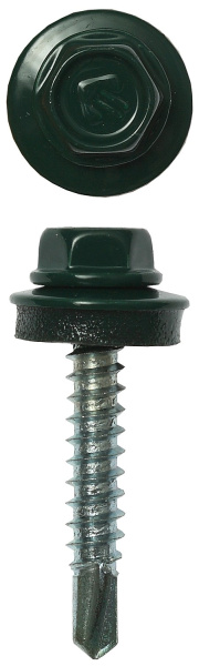 Саморезы СКД кровельные, RAL 6005 зеленый насыщенный, 29 х 4.8 мм, 400 шт, для деревянной обрешетки, Профессионал ЗУБР