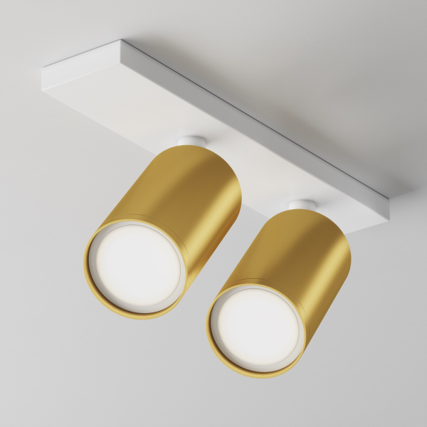 Потолочный светильник 2*GU10 10Вт Белый и Матовое золото IP20 Ceiling & Wall C051CL-U-2WMG Technical Maytoni