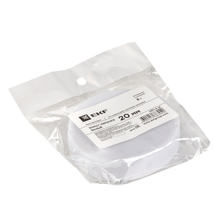 Хомут-липучка 20 мм (5м ролл) белый PROxima EKF