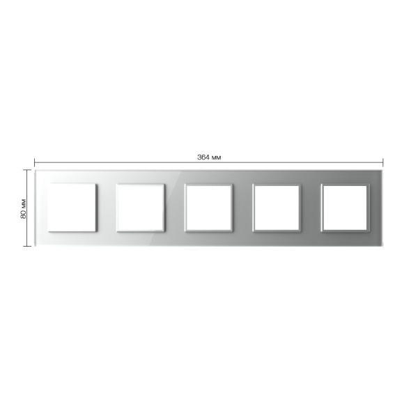 Рамка для пяти розеток Серая Livolo