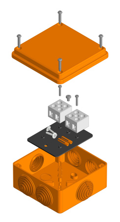 Коробка огнестойкая для о/п 40-0300-FR10.0-4 Е15-Е60 (латунь) 100х100х50 Промрукав (12 шт/уп)