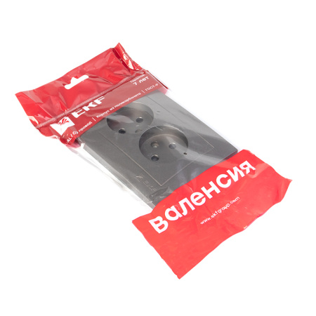 Валенсия Лицевая панель розетка 2-местной б/з 10А графит с защ, штор, EKF