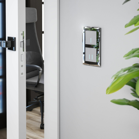 Сенсорный выключатель двухклавишный с подсветкой 1000 Вт (серебряный) СУ IP20 Werkel