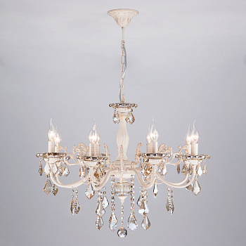 Люстра с хрусталем 8*E14 60Вт белый с золотом IP20 Elisha (3281/8 белый с золотом) Eurosvet