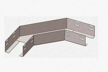 Лоток угловой замковый глухой КГЗГ 300х80-90 УТ1,5 поворот на 90, горячее цинкование, S0,8