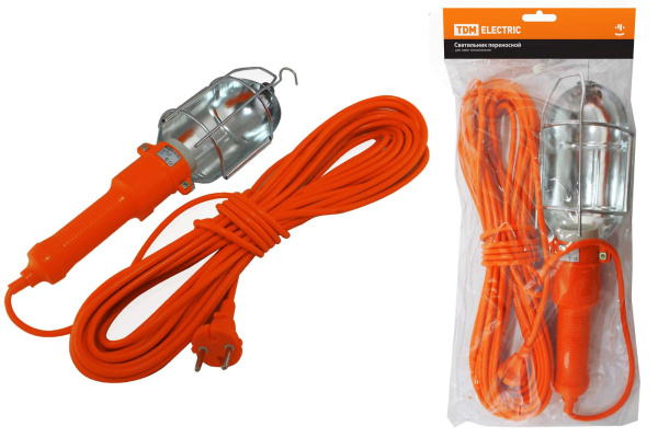 Светильник переносной УП-2Р круглая вилка 2Р/15метров TDM Светильник переносной УП-2Р круглая вилка 2Р/15метров TDM