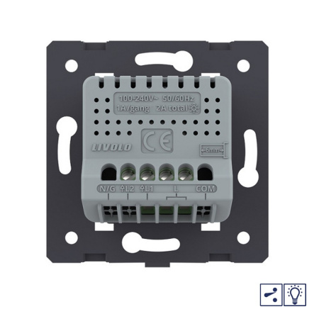 Двухклавишный проходной сенсорный диммер (механизм) Livolo