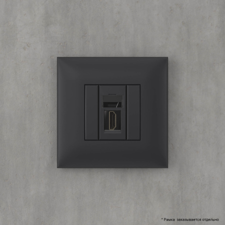 HDMI розетка одинарная в стену, тип А-А, "Avanti", "Черный матовый" DKC