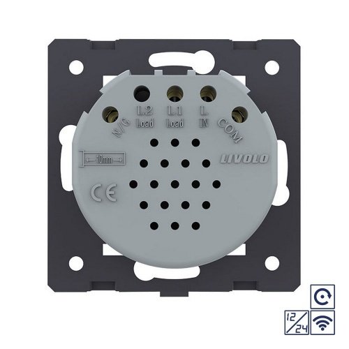Одноклавишная сенсорная кнопка Quadro 12/24В с радиоупр., цвет черный (механизм) Livolo фото 4