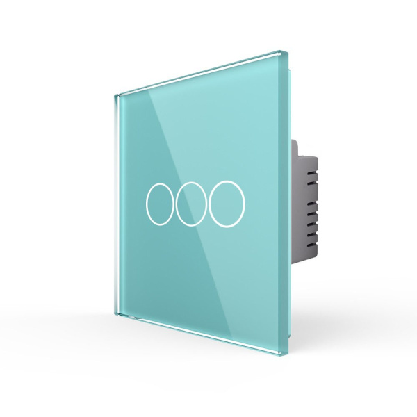 Трехклавишный сенсорный выключатель EU стандарт, 1 пост, цвет зеленый Livolo