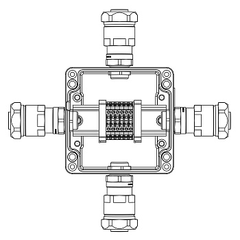 Взрывозащ. клемм. коробка из алюминия TBE-A-12-(6xCBC.2)-1x6018ANP22BKM2SB(A)(B)(C)(D)1Ex e IIC Т5 Gb /Ex tb IIIC T95°C Db IP66 DKC