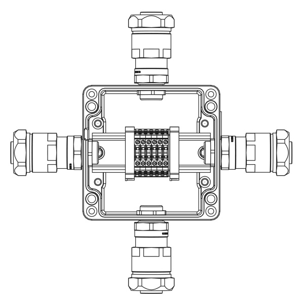 Взрывозащ. клемм. коробка из алюминия TBE-A-12-(6xCBC.2)-1x6018ANP22BKM2SB(A)(B)(C)(D)1Ex e IIC Т5 Gb /Ex tb IIIC T95°C Db IP66 DKC