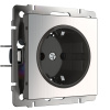 Встраиваемые механизмы Розетка СУ 1-м с заземл. 16А глянцевый никель IP20 Werkel