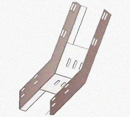 Лоток перфорированный КП 50х50-45 УХЛ1 для поворота трассы вверх на 45, оцинкованный лист S1,5