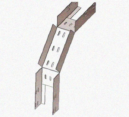 Лоток перфорированный КС 50х50-90 У3 для поворота трассы вниз на 90, окрашенный, S1,0