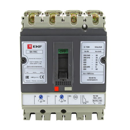 Выключатель автоматический ВА-99C (Compact NS) 100/ 16А 3П+N 36кА EKF PROxima