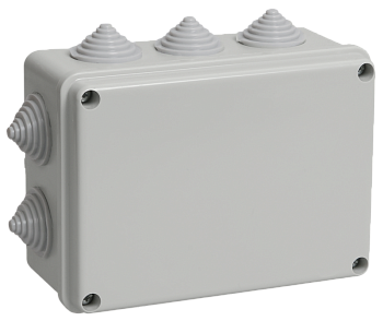 Коробка распаячная КМ41241 для открытой проводки 150х110х70мм IP44 (RAL 7035, 10 гермовводов) IEK