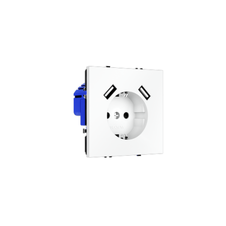 Розетка встраиваемая Voltum S70 с заземлением и защитными шторками, 16А, с USB, A+A, (белый матовый)