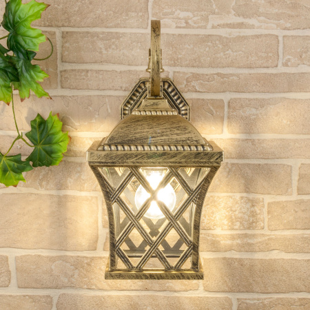 Уличный настенный светильник 1*E27 черное золото IP44 Cassiopeya D (a025295) Elektrostandard