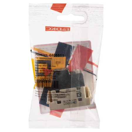 Розетка TV проходная модульная, "Avanti", "Ванильная дымка", 1 модуль DKC