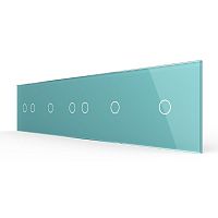 Панель для пяти сенсорных выключателей, 7 клавиш (2+1+2+1+1), цвет зеленый, стекло Livolo