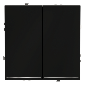 Проходной переключатель встраиваемый Voltum S70 двухклавишный с подсветкой 10А, (черный матовый)