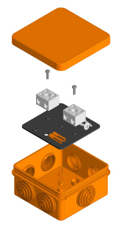 Коробка огнестойкая для о/п 40-0210-FR2.5-4 Е15-Е60 (латунь) 80х80х40 Промрукав (24 шт/уп)