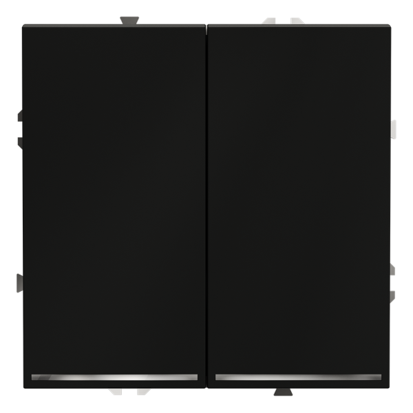 Проходной переключатель встраиваемый Voltum S70 двухклавишный с подсветкой 10А, (черный матовый)