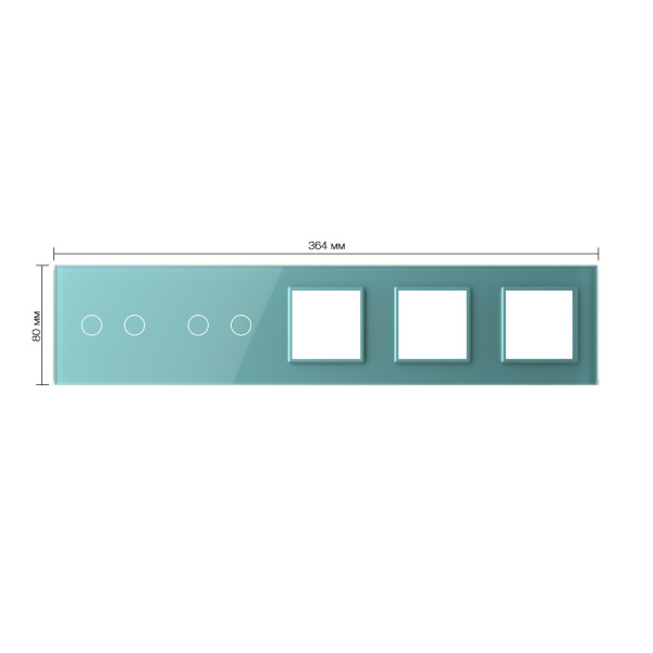 Панель для 2-х сенсорных выключателей и 3-х розеток, 4 клавиши (2+2), цвет зеленый, стекло Livolo