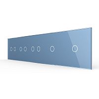 Панель для пяти сенсорных выключателей, 8 клавиш (2+2+2+1+1), цвет синий, стекло Livolo
