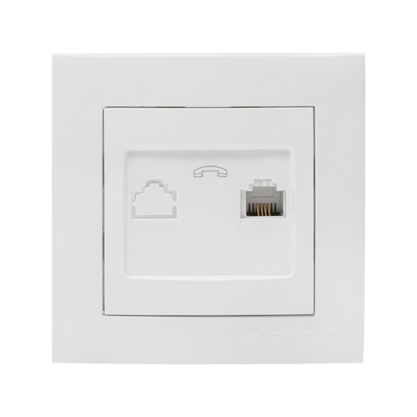 Валенсия Розетка телефонная RG-11 1-местная белая EKF