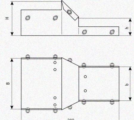 Лоток переходной замковый ЛПЗ 100х65-50х50 УХЛ1, горячее цинкование, S1,5